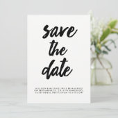Edgy Black Typografy Save the Date | Foto zurück (Stehend Vorderseite)