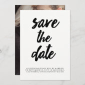Edgy Black Typografy Save the Date | Foto zurück (Vorne/Hinten)