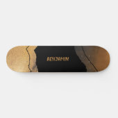 Edgy Black und Gold Modern Skateboard (Horizontal)