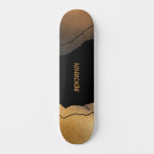 Edgy Black und Gold Modern Skateboard (Vorderseite)