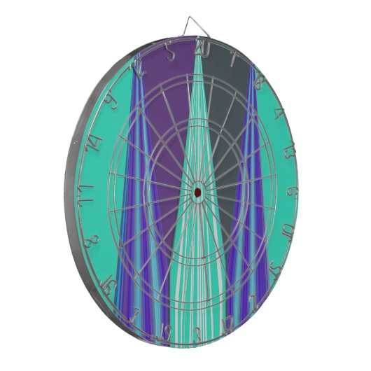 Edgy Blue Lila Cyan Zickzack Art Print Dartscheibe (Vorderseite Links)