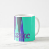Edgy Blue Lila Cyan Zickzack Art Print Kaffeetasse (VorderseiteRechts)