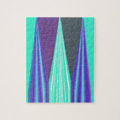 Edgy Blue Lila Cyan Zickzack Art Print Puzzle (Vertikal)