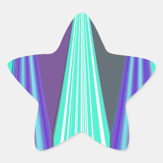 Edgy Blue Lila Cyan Zickzack Art Print Stern-Aufkleber (Vorderseite)