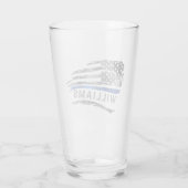 Edgy Blue Thin Line Bierglas mit Namen Glas (Rückseite)
