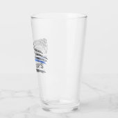Edgy Blue Thin Line Bierglas mit Namen Glas (Links)