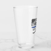 Edgy Blue Thin Line Bierglas mit Namen Glas (Rechts)