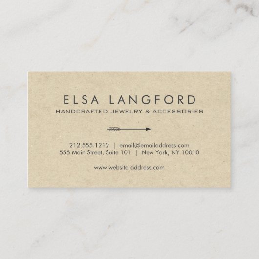 Edgy Bohemisch Arrow mit handgeschriebenem Text Visitenkarte (Rückseite)