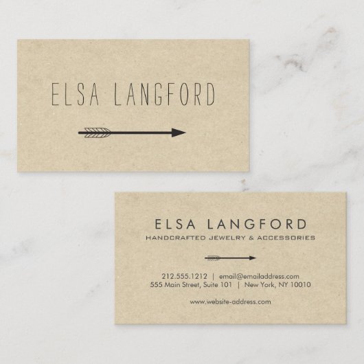 Edgy Bohemisch Arrow mit handgeschriebenem Text Visitenkarte (Vorne/Hinten)