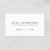 Edgy Bohemisch Imitats Gold Arrow Artisanal White Visitenkarte (Vorderseite)