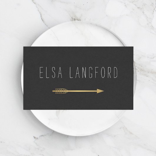 Edgy Bohemisch Imitats Gold Arrow Handgeschriebene Visitenkarte