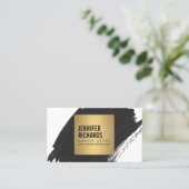 Edgy Bold Black Brushstroke für Makeup Artist Visitenkarte (Stehend Vorderseite)