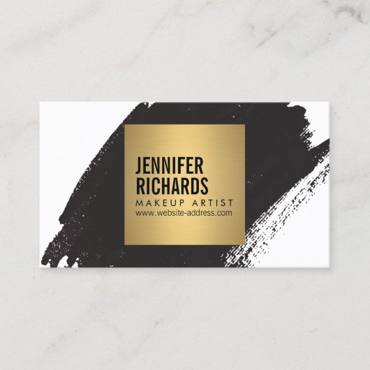 Edgy Bold Black Brushstroke für Makeup Artist Visitenkarte (Vorderseite)