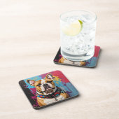 Edgy Bulldog Grunge Hintergrund Getränkeuntersetzer (Rechte Seite)