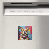 Edgy Bulldog Grunge Hintergrund Magnet (In Situ (Geschirrspüler))
