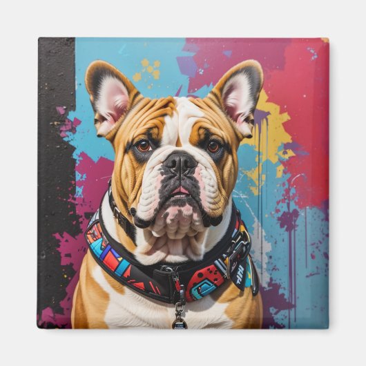 Edgy Bulldog Grunge Hintergrund Magnet (Vorne)