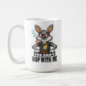 Edgy Cartoon Rabbit mit Brille und Zigarette Kaffeetasse (Links)