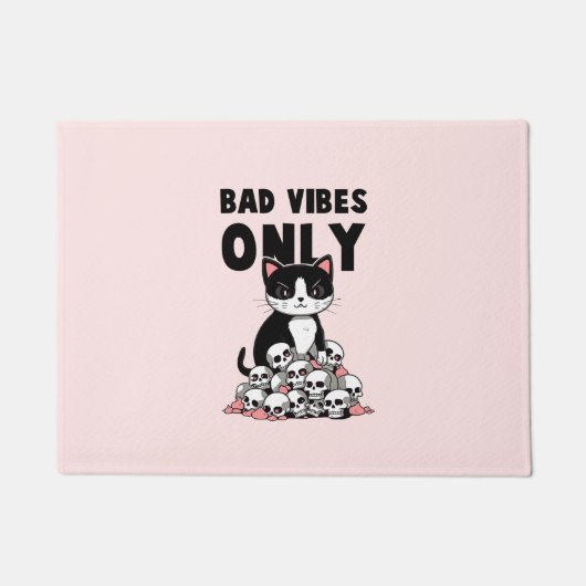 Edgy Cat - Bad Vibes only Fußmatte (Vorderseite)