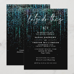 Edgy Chic Aquamarin Aqua Glitzer Garland Einladung