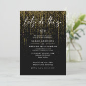 Edgy Chic Gold Glitzer Garland Einladung (Stehend Vorderseite)