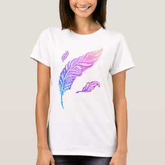 Edgy & Chic Intricate Lace Feather Illustration T-Shirt