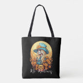 Edgy Cowgirl Skeleton Halloween Sonnenblumenlehrer Tasche (Rückseite)