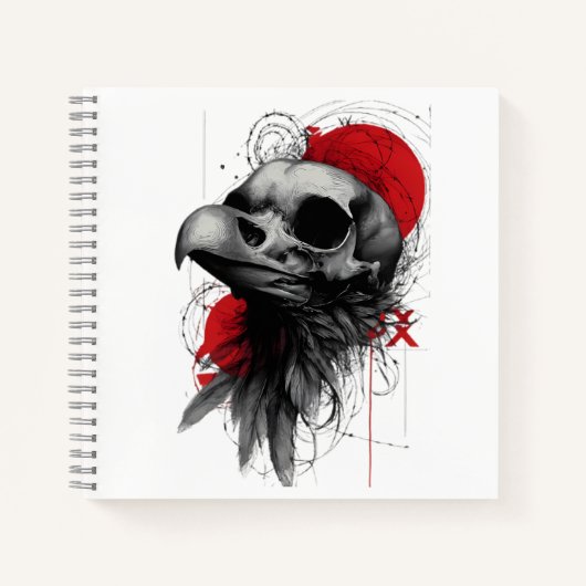 Edgy Crow Skull Gothic Grunge Street Art Notebook Notizblock (Vorderseite)