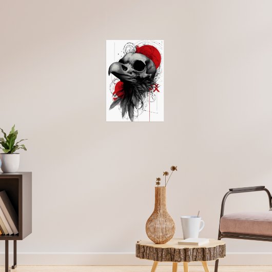 Edgy Crow Skull Gothic Grunge Street Art Poster (Wohnzimmer 3)