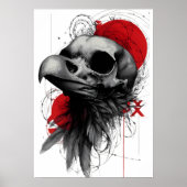 Edgy Crow Skull Gothic Grunge Street Art Poster (Vorne)