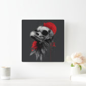 Edgy Crow Skull Gothic Grunge Wall Clock Quadratische Wanduhr (Zuhause)