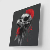 Edgy Crow Skull Gothic Grunge Wall Clock Quadratische Wanduhr (Winkel)