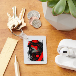 Edgy Cyberpunk Dystopian Girl Red Target Keychains Schlüsselanhänger