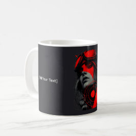 Edgy Cyberpunk Dystopian Girl Red Target Mug Kaffeetasse