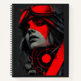Edgy Cyberpunk Dystopian Girl Red Target Notizblock