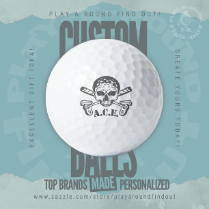 Edgy Dad Initialen Totenkopf gekreuzte Schläger Jo Golfball