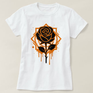 Edgy Dripping Rose Artwork T-Shirt