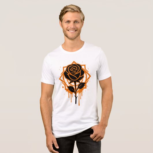 Edgy Dripping Rose Artwork Tri-Blend Shirt (Vorderseite voll)