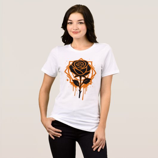 Edgy Dripping Rose Artwork Tri-Blend Shirt (Vorderseite voll)