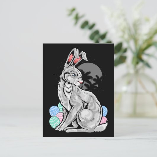 Edgy Easter Bunny Palm Trees Postkarte (Stehend Vorderseite)