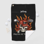 Edgy Flame Skull Pirate Golfer Golf Handtuch (Insitu)