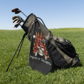 Edgy Flame Skull Pirate Golfer Golf Handtuch (Gras)