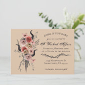 Edgy Floral Boho Wicked Affair Halloween Einladung (Stehend Vorderseite)