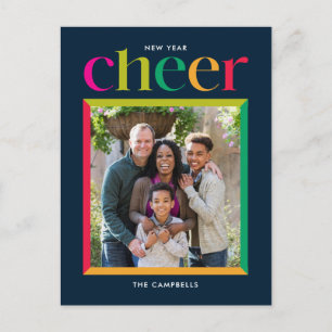 Edgy Frame Happy New Year Holiday Postcard Feiertagspostkarte