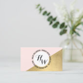 Edgy Geometric Circle Monogram Logo Gold/Pink Visitenkarte (Stehend Vorderseite)