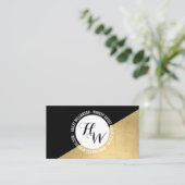 Edgy Geometric Circle Monogram Logo Gold/Schwarz Visitenkarte (Stehend Vorderseite)