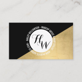 Edgy Geometric Circle Monogram Logo Gold/Schwarz Visitenkarte