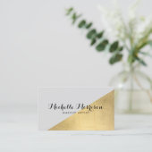 Edgy Geometric Imitats Gold Foil und Graufarbblock Visitenkarte (Stehend Vorderseite)