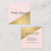 Edgy Geometric Imitats Goldener Fohlen und rosa Fa Quadratische Visitenkarte (Vorne/Hinten)