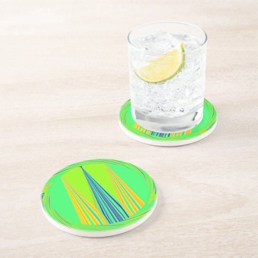 Edgy Geometric Neon Design Sandstein Untersetzer (Seite)