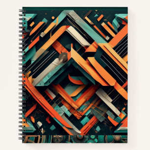 Edgy Geometric Notebook: Aquamarin grün, schwarz u Notizblock